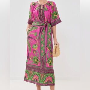 Farm Rio Pink Ana Linen Dress